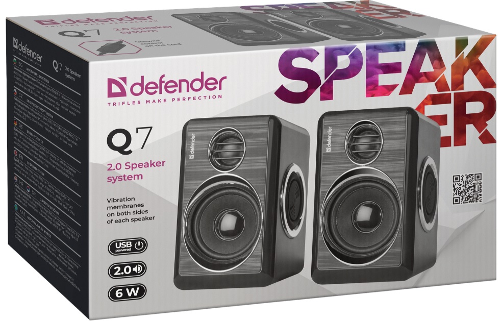 Колонки Defender Q7 (2х3W, USB, black)