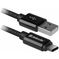 Кабель USB 2.0 Am - USB2.0 Type-C 1.0m (USB09-03T PRO, 2.1A, нейлоновая оплётка, black) Defender