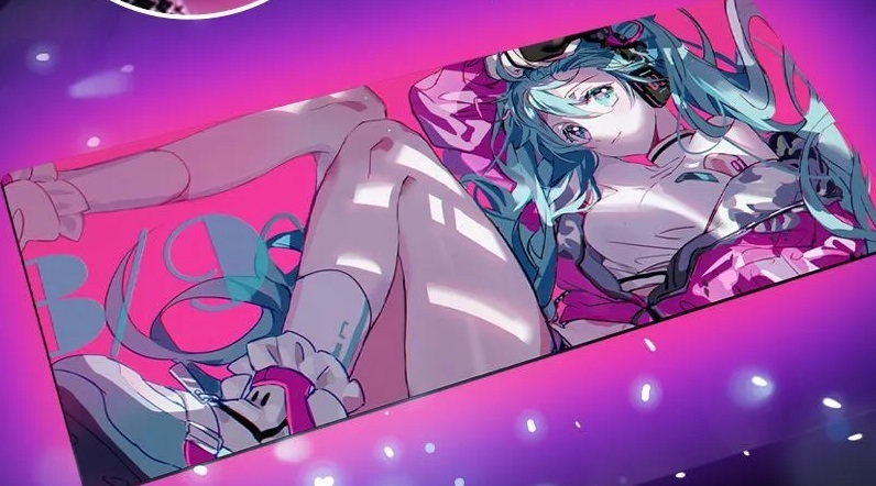 Коврик для мыши Hatsune Miku (тканевый на резиновой основе, игровой, black, 900x400x2mm)