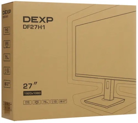 Монитор DEXP 27" DF27H1 black (1920x1080, 75Hz, 10 000 000:1, 178°/178°, 5ms (GTG), 300cd/m2, IPS, HDMI, выход на наушники, M/M)