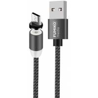 Кабель USB 2.0 Am - micro USB 1.0m (FMC-01GREYM, 2.4A, нейлоновая оплётка, магнитный, grey) FUMIKO