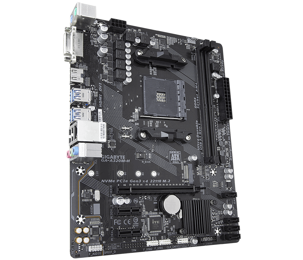 Материнская плата Gigabyte GA-A320M-H (AM4, mATX) RTL