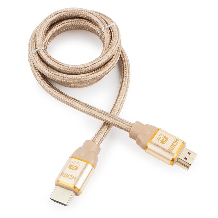 Кабель HDMI (m) - HDMI (m) 1.8m (CC-G-HDMI03-1.8M, ver.1.4, с позолоченными контактами, тканевая оплётка, gold) Cablexpert