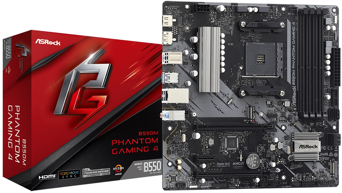 Материнская плата ASRock B550M PHANTOM GAMING 4 (AM4, mATX) RTL