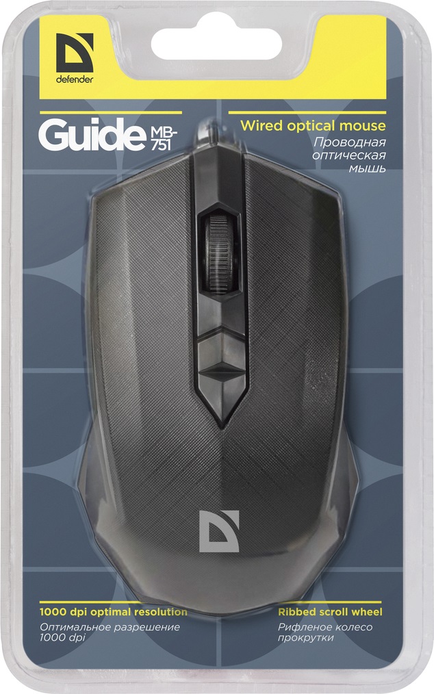 Мышь Defender Guide MB-751 (USB, optical, 1000dpi, black)