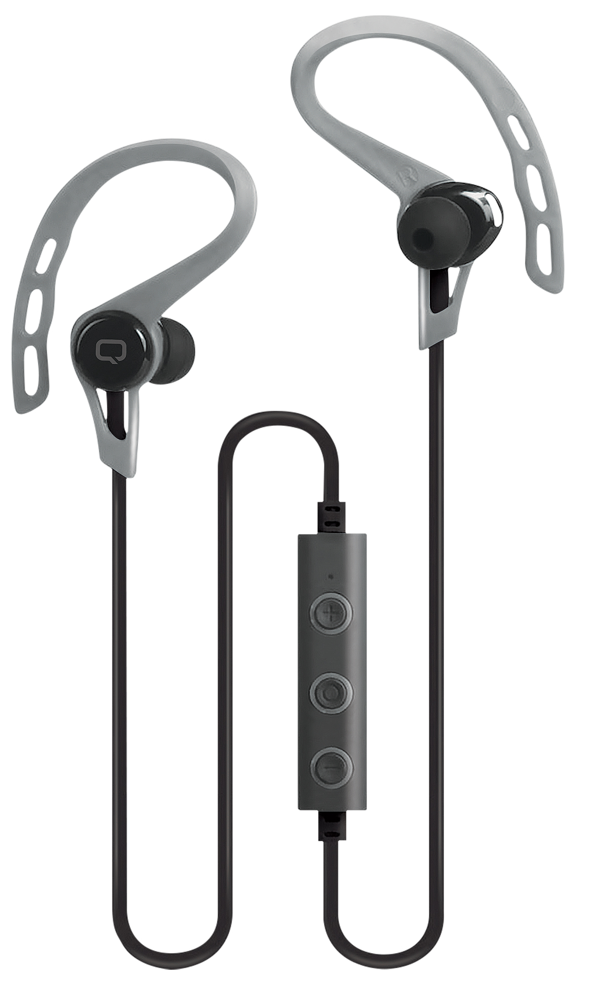 Гарнитура QUMO Freedom Sport (затычки, беспроводная, Bluetooth 4.2+EDR, с микрофоном, 70mAh, до 3.5 часов работы от батареи, black-grey)
