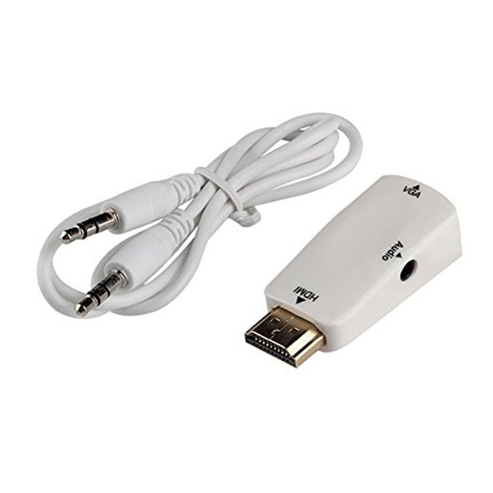 Конвертер HDMI (m)  -> VGA (f) + 3.5 Jack (f) (white)