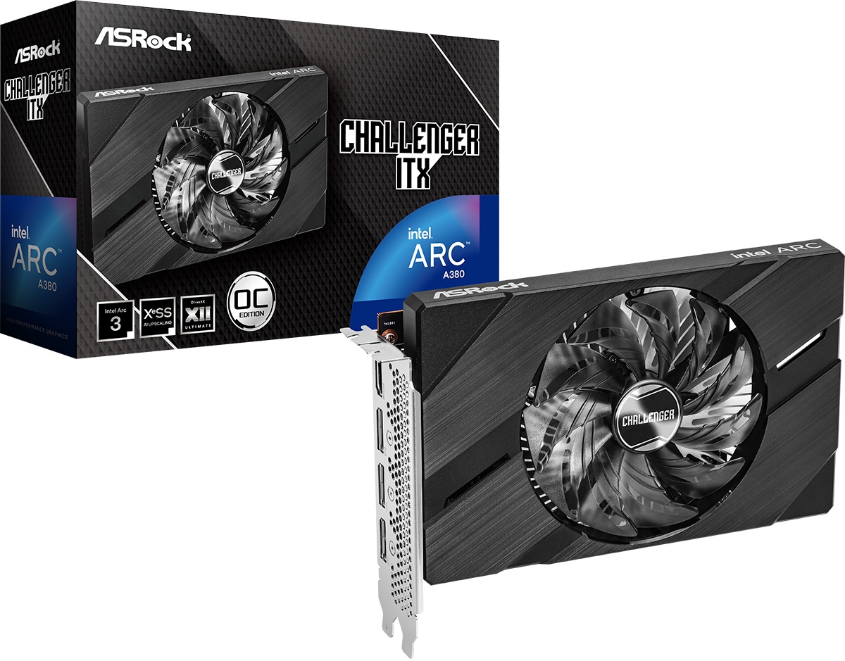 Видеокарта ASRock Intel Arc A380 OC 6Gb (A380 CLI 6GO, 96bit, GDDR6, HDMI+3xDP) RTL