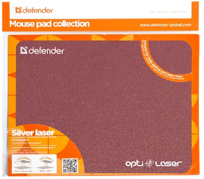 Коврик для мыши Defender Silver opti-laser (red, пластиковый, 220x180x0.4mm)
