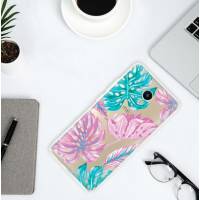Чехол клип-кейс 115347 (для Meizu M6, Silicone, leaves, green pink)
