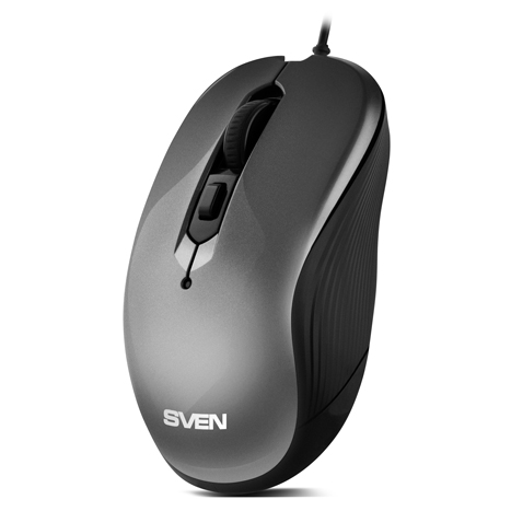 Мышь Sven RX-520S (USB, optical, 3200dpi, бесшумный клик, black-silver)