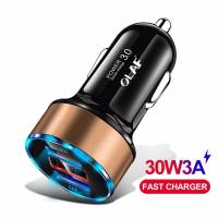 Зарядное устройство от прикуривателя OLAF Quick Charge 3.0 (вход 12-24В, 2*USB, выход 5В/3.1А 9В/2А 12В/2А, black-gold)