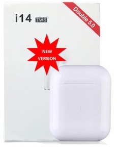 Гарнитура TWS i14 (затычки, беспроводная, Bluetooth 5.0, с микрофоном, до 3 часов работы от батареи, white)