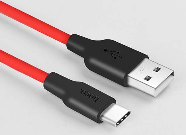 Кабель USB 2.0 Am - Type-C 1.0m (X21 Silicone, 3A, быстрая зарядка, оплётка из пищевого огнезащищённого и незамерзающего силикона, black-red) hoco