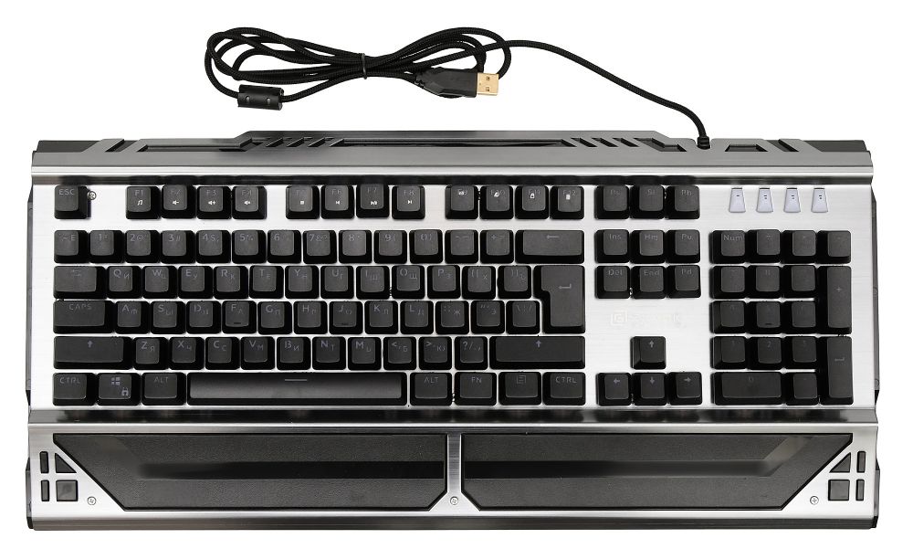 Клавиатура Oklick 980G HUMMER (USB, механическая, регулируемая подсветка, игровая, мультимедийная, металлическая, black)