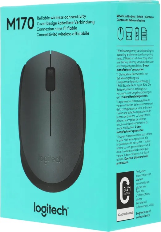 Мышь беспроводная Logitech M170 (910-004646) (optical, 1000dpi, AA, grey-black)