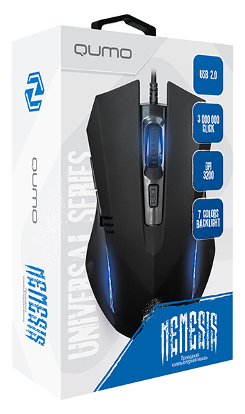 Мышь QUMO Nemesis M48 (USB, optical, 3200dpi, 4 цвета подсветки, 1.5m, black)