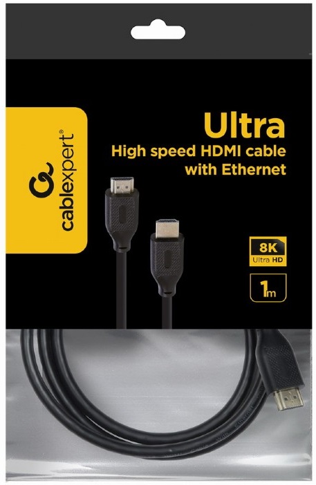Кабель HDMI (m) - HDMI (m) 1.0m (CC-HDMI8K-1M, ver.2.1, 8K, с позолоченными контактами, экранированный, black) Cablexpert