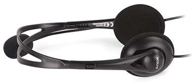 Наушники A4Tech HS-6 (накладные открытые, c микрофоном, регулятор, 2m, black)