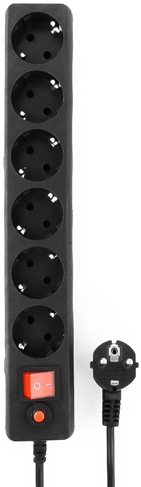 Сетевой фильтр Гарнизон (ECL-6-B-1.8, 6 розеток, 1.8 метра, 10A, black) OEM