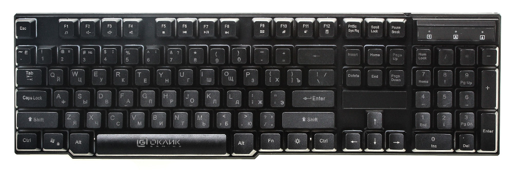 Клавиатура Oklick 780G Slayer (USB, игровая, с трёхцветной регулируемой подсветкой, мультимедийная, black)