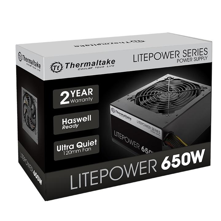 Блок питания Thermaltake 650W (Litepower 650W, 120mm, 20+4+4+4pin, 2*PCI-E 6+2pin, 5*SATA, 6*HDD, 1*FDD) RTL