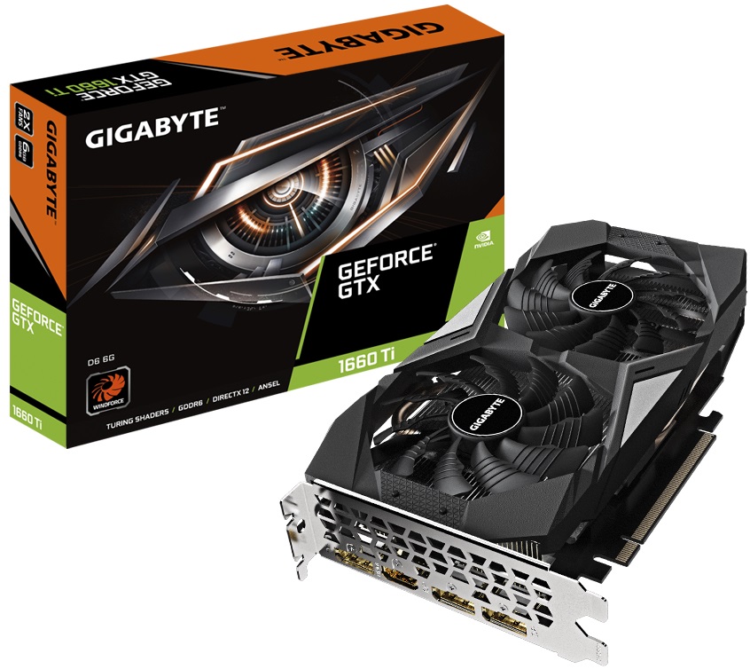 Видеокарта Gigabyte GF GTX1660Ti 6Gb (GV-N166TD6-6GD, 192bit, GDDR6, HDMI+3xDP) RTL