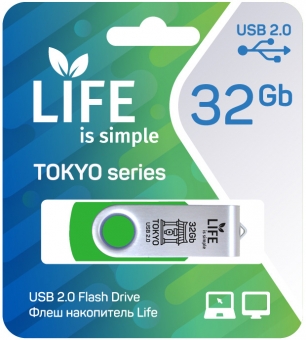 Флеш накопитель USB 2.0 32Gb LIFE TOKYO (LF32TOGREEN-01, green)
