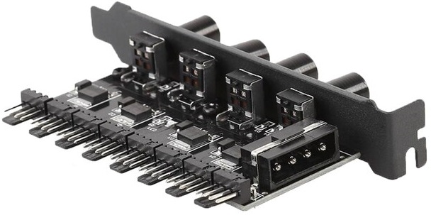 Регулятор оборотов (8xfan, 4pin, на заднюю панель, питание MOLEX, black)
