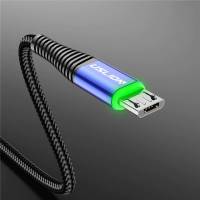 Кабель USB 2.0 Am - micro USB 1.0m (3A, быстрая зарядка, нейлоновая оплётка, blue) USLION