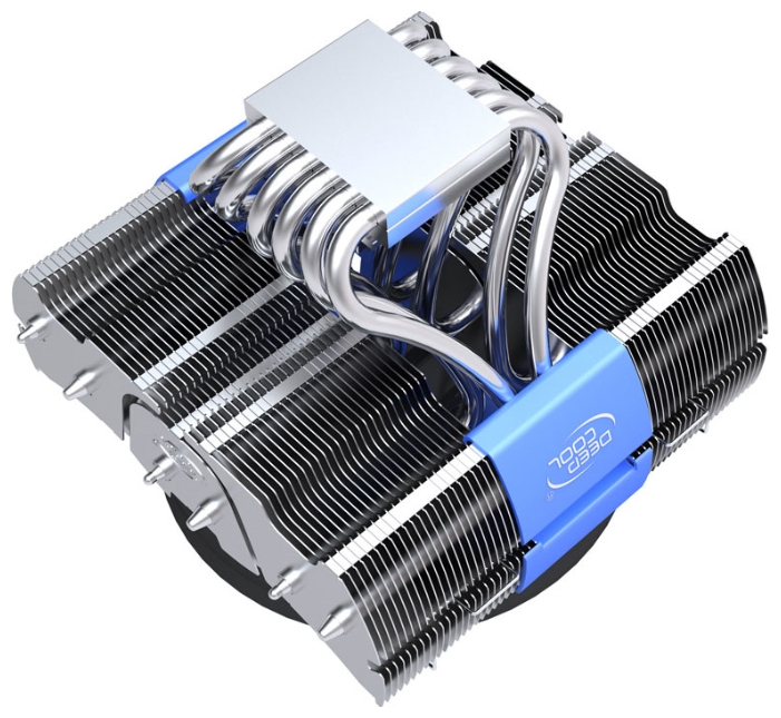 Вентилятор DEEPCOOL FIEND SHARK (1150/1155/1156/1366/2011/775/AM2/AM3/FM1/FM2, 140mm, Al, 700-1400rpm, 18-32dBa, 6 тепловых трубок, 4pin, 150W) RTL