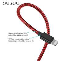 Кабель USB 2.0 Am - Lightning 2.0m (нейлоновая оплетка, black-blue) GUSGU