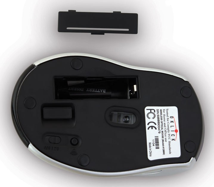 Мышь беспроводная Oklick 412MW (optical, 800dpi, 2*AAA, black-silver)