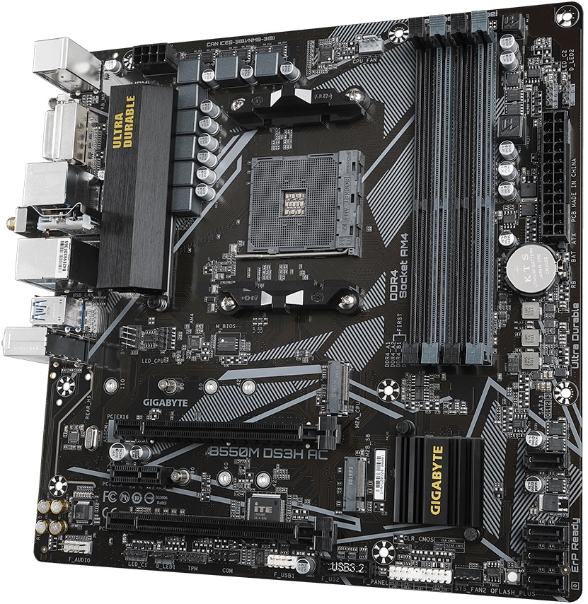 Материнская плата Gigabyte B550M DS3H AC (AM4, mATX) RTL