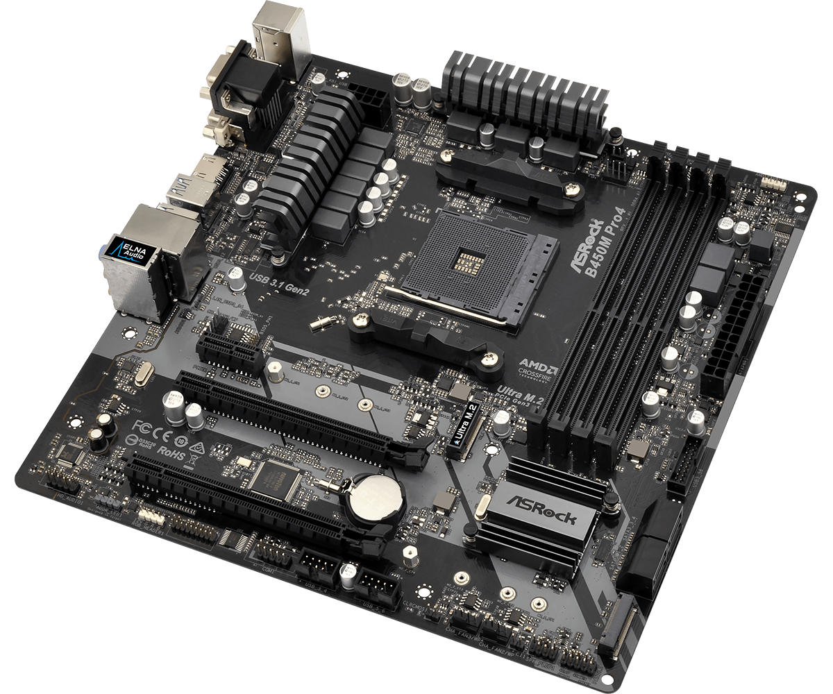 Материнская плата ASRock B450M PRO4 (AM4, mATX) RTL