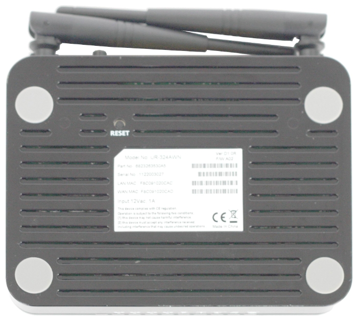Роутер UPVEL UR-324AWN (ADSL2+, 300Mbps, 2.4GHz, 4 ports, 100Mbps, 2 внешние несъёмные антенны 2dBi, black)