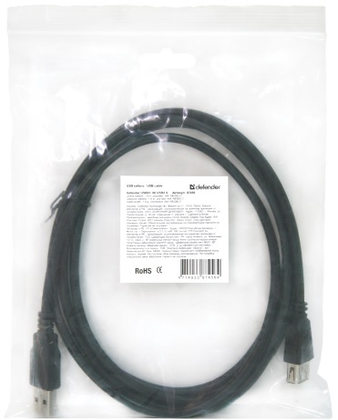 Кабель USB 2.0 Am - Af удлинительный 5.0m (USB02-17, black) Defender