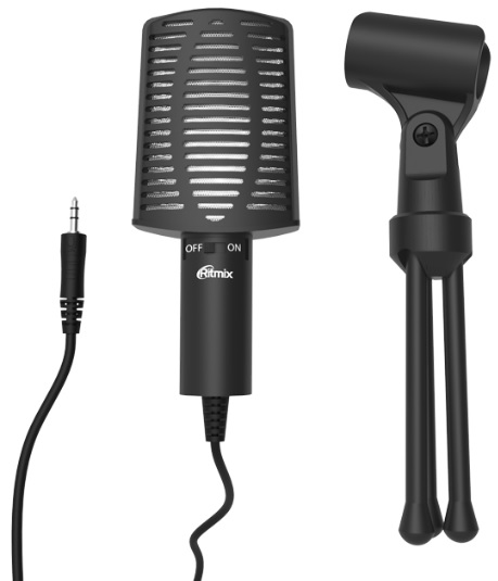 Микрофон Ritmix RDM-125 (настольный, конденсаторный, выключатель, 1.8m, black)