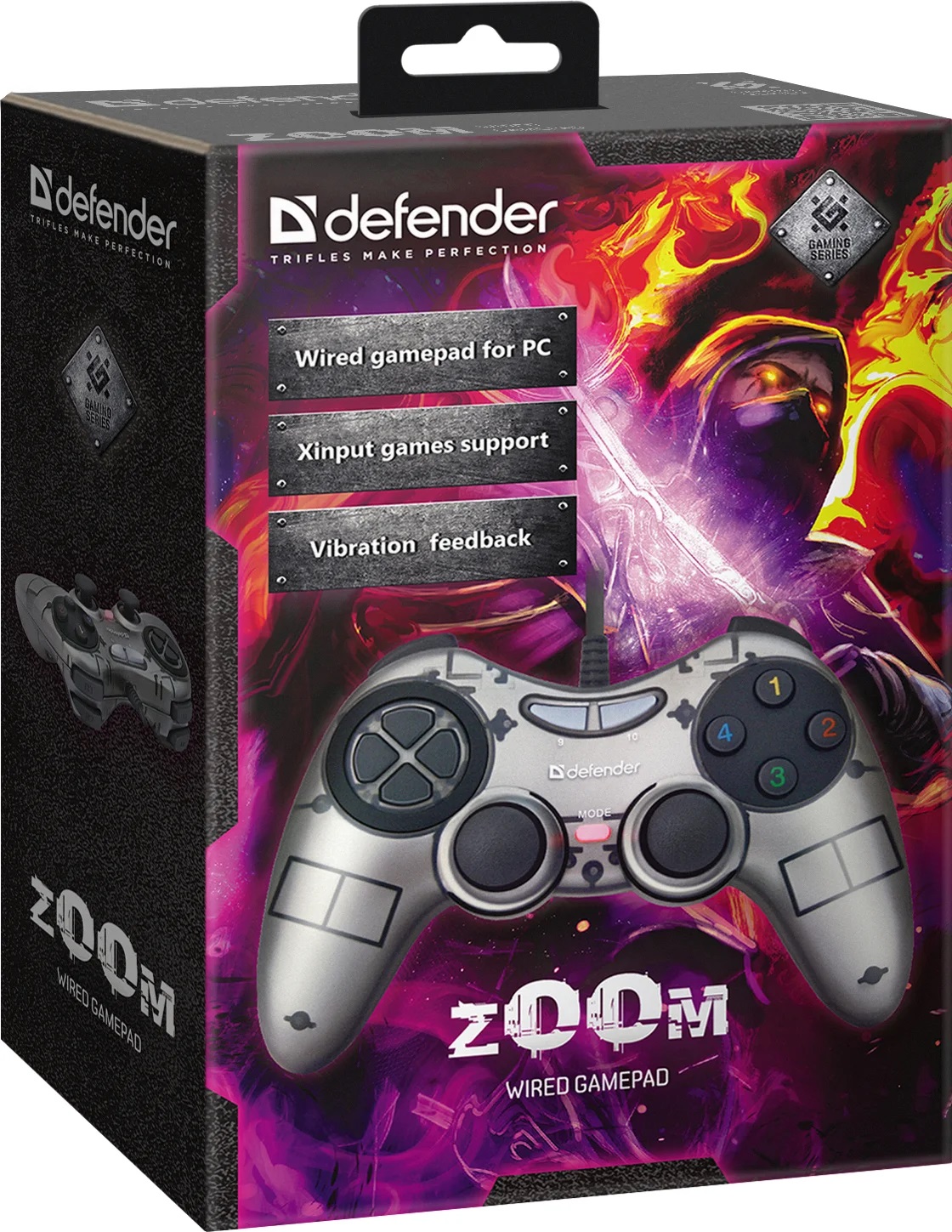 Геймпад Defender Zoom (USB, вибрация, 1.5m, grey)