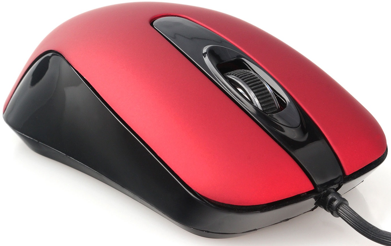 Мышь Gembird MOP-400-R (USB, optical, 1000dpi, бесшумный клик, 1.45m, soft-touch, black-red)
