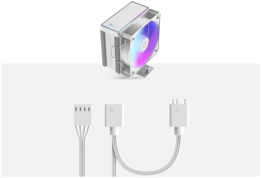 Вентилятор Ocypus Gamma A40 WH ARGB (1150/1151/1155/1156/1200/1700/1851/AM4/AM5, 100mm, Al, Hydro, 600-2400rpm, <30dBa, 4 тепловые трубки, DTH, 4pin, PWM, ARGB LED, 130W, white) RTL