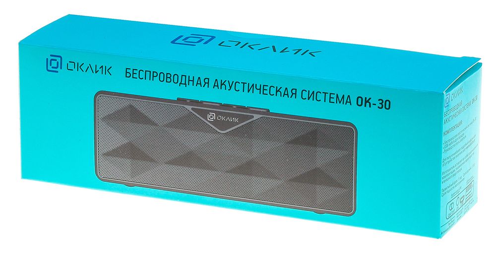 Колонки Oklick OK-30 (6W, портативные, аккумулятор 600mAh, Bluetooth, микрофон, громкая связь, AUX, USB, MicroSD до 32Gb, FM, MP3, black)