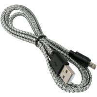 Кабель USB 2.0 Am - micro USB 1.0m (CC-mUSB2-AMBM-FL-1M, 2.1A, нейлоновая оплётка, grey) Cablexpert