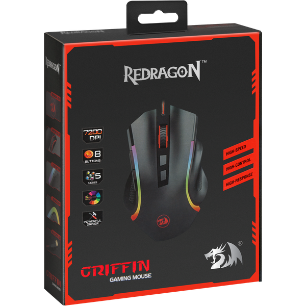 Мышь Redragon GRIFFIN (USB, optical, 7200dpi, игровая, RGB подсветка, black)