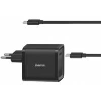 Зарядное устройство для ноутбука Hama 00200005 (вход 100-240V, выход 5/9/12/15/20V (автоопределение), 45W, Power gelivery & Thunderbolt, кабель USB Type-C 2m, black)