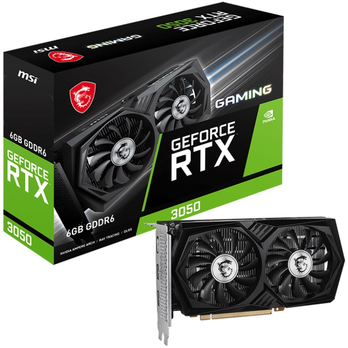 Видеокарта MSI GF RTX3050 6Gb (RTX 3050 GAMING 6G, 96bit, GDDR6, 2xHDMI+DP) RTL