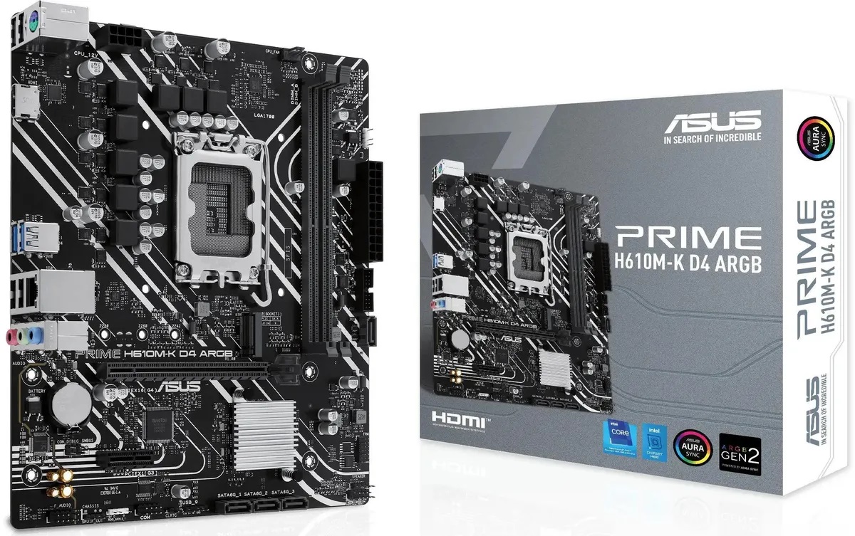 Материнская плата ASUS PRIME H610M-K D4 ARGB (s1700, mATX) RTL