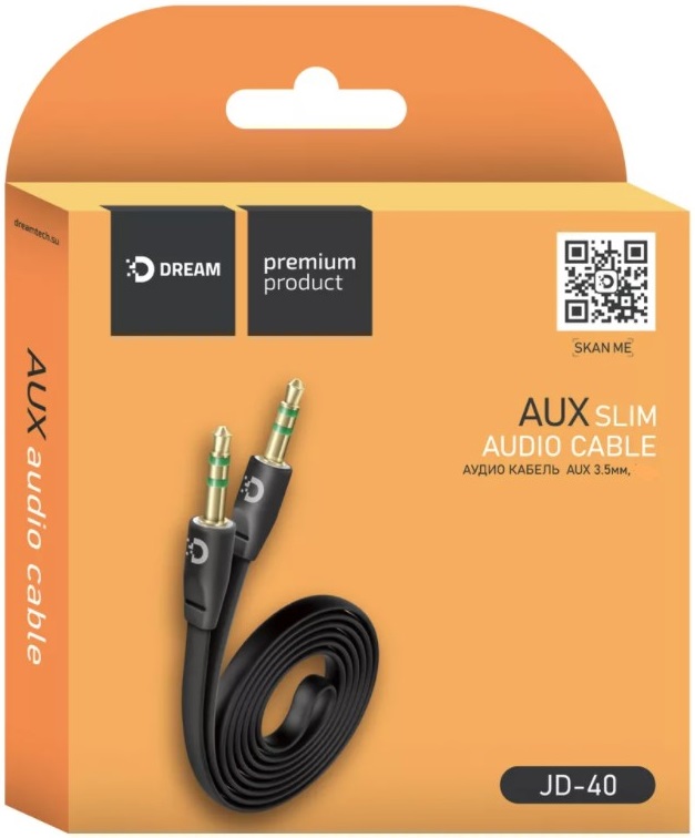 Кабель аудио 3.5mm Jack (m) - 3.5mm Jack (m) 1.5m (JD40, black) Dream