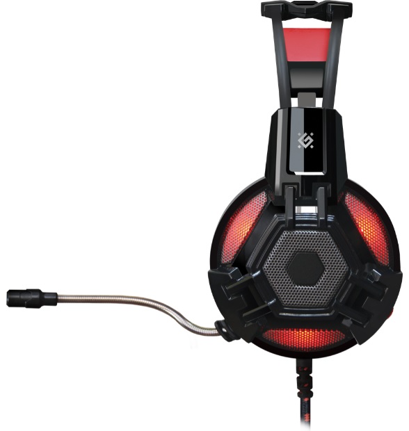 Наушники Defender LESTER (полноразмерные закрытые, c микрофоном, игровые, регулятор, 2.2m, промо-код "Crossout", black-red)
