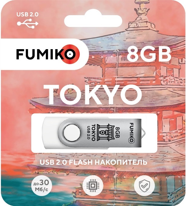 Флеш накопитель USB 2.0 8Gb FUMIKO TOKYO (FTO-22, 30MB/s, white)